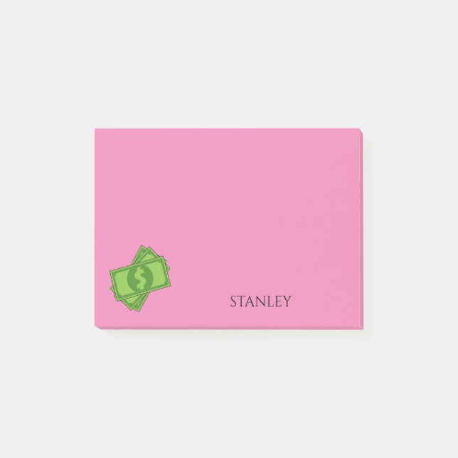 Tecknad Money Dollar Bills Square | Anpassa Post-it Block (Framsida)
