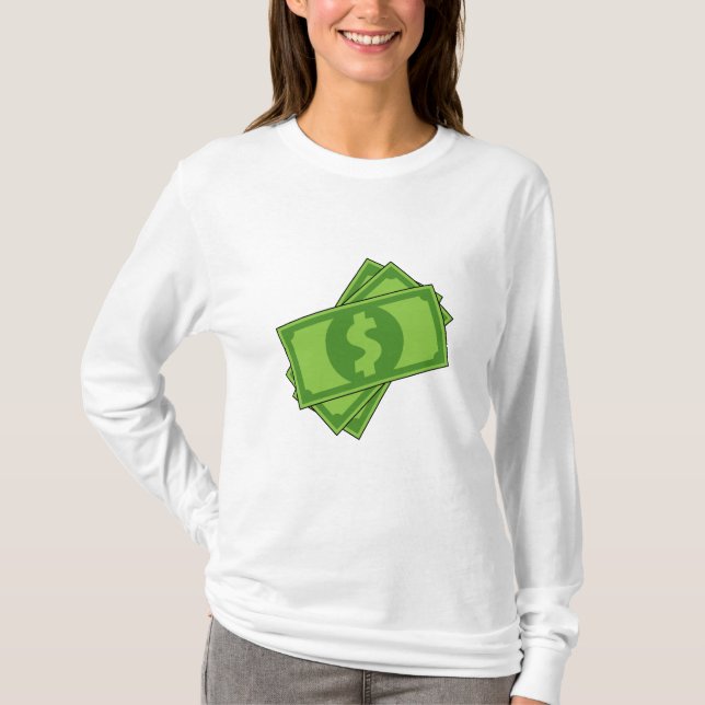Tecknad Money Dollar Bills T Shirt (Framsida)