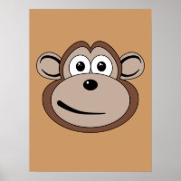 Tecknad Monkey Ansikte Poster
