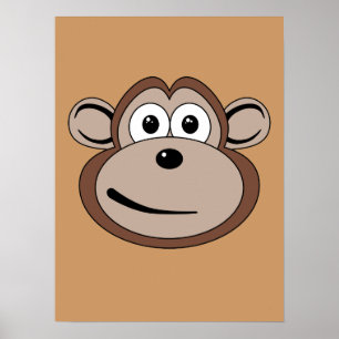 Tecknad Monkey Ansikte Poster