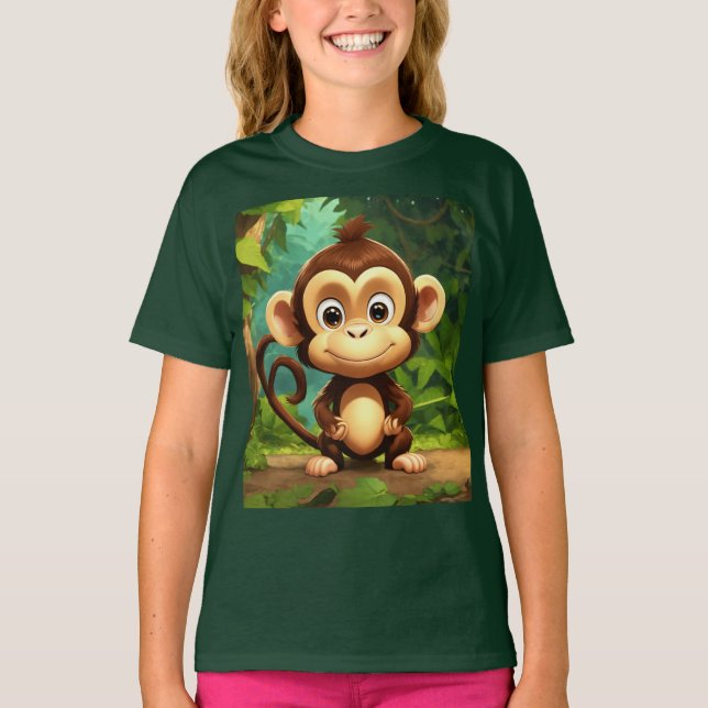 Tecknad Monkey Baby Bra Kids Jersey T-Sh T Shirt (Framsida)