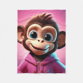 Tecknad Monkey Fleece Blanket