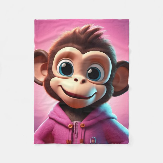 Tecknad Monkey Fleece Blanket (Framsidan)
