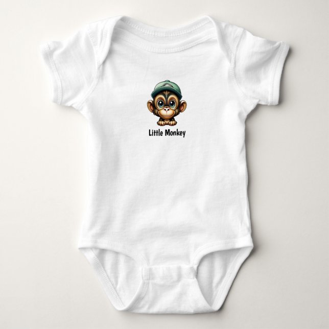 Tecknad Monkey med Grönt Hat Funny T Shirt (Framsida)