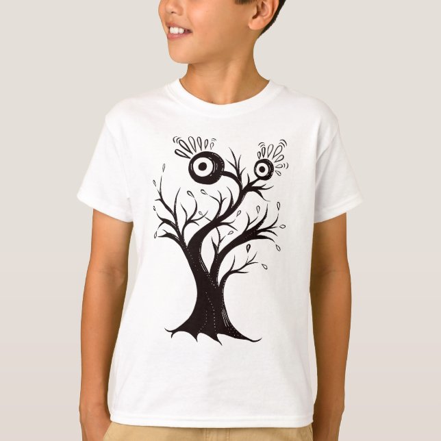 Tecknad Monster Bläck Art Konstig T Shirt (Framsida)