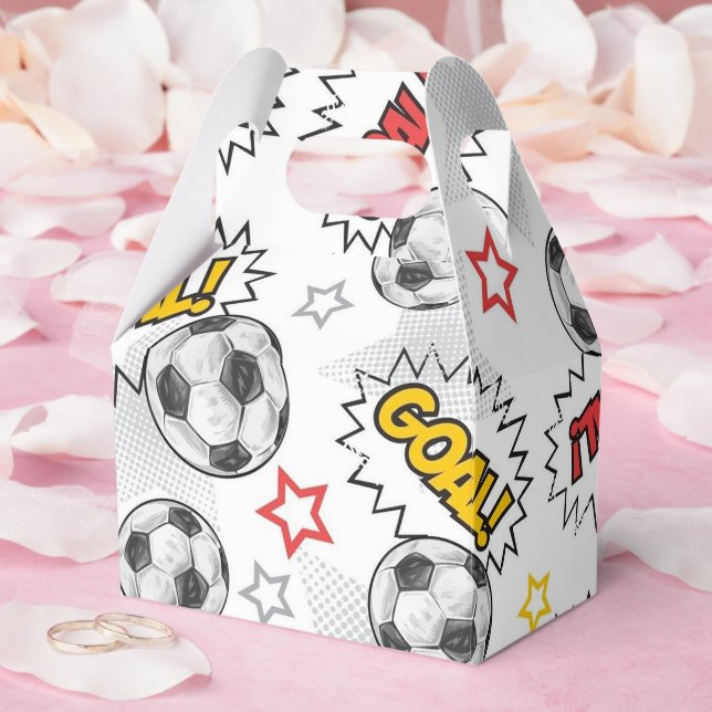 Tecknad mönster för fotbollsmål – Retro sport Presentaskar (Bröllop)