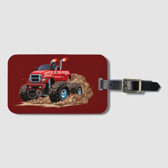 Tecknad monster lastbil bagagebricka (Framsida horisontal)