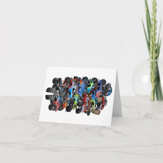 Tecknad monster lastbil kort (Framsida)