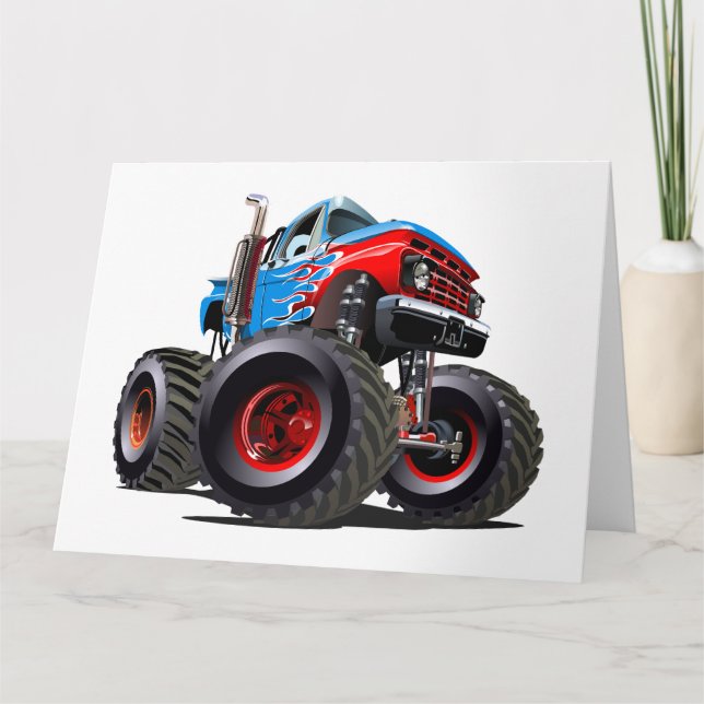 Tecknad monster lastbil kort (Framsida)