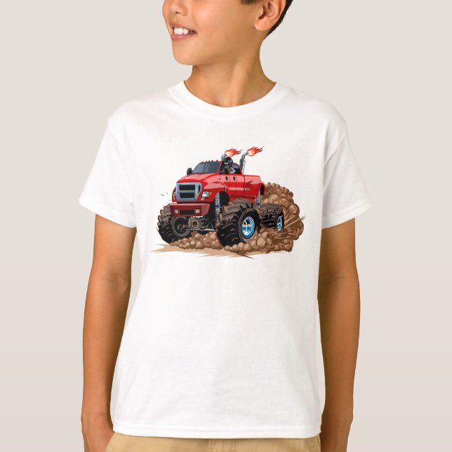 Tecknad monster lastbil t shirt (Framsida)