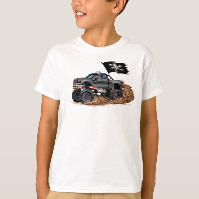 Tecknad monster lastbil t shirt (Framsida)
