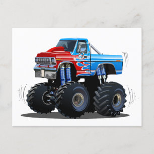 Tecknad monster lastbil vykort
