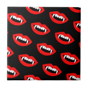 Tecknad Monster Vampire Läppar vass Teeth Fangs Kakelplatta