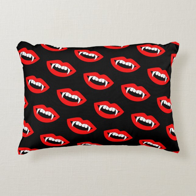 Tecknad Monster Vampire Läppar vass Teeth Fangs Prydnadskudde (Framsidan)