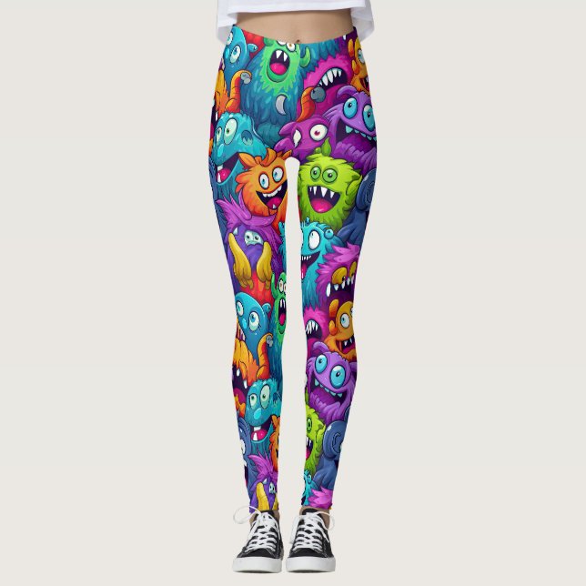 Tecknad Monsters Leggings (Framsida)