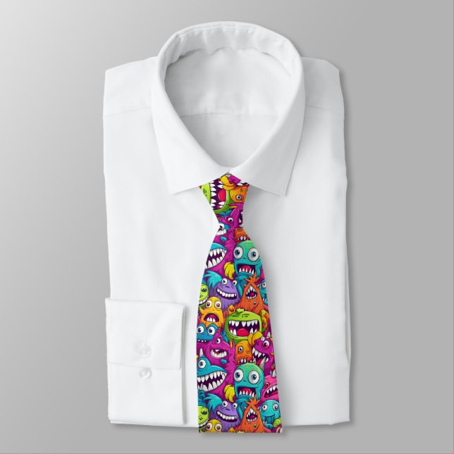 Tecknad Monsters Necktie Slips (Bunden)