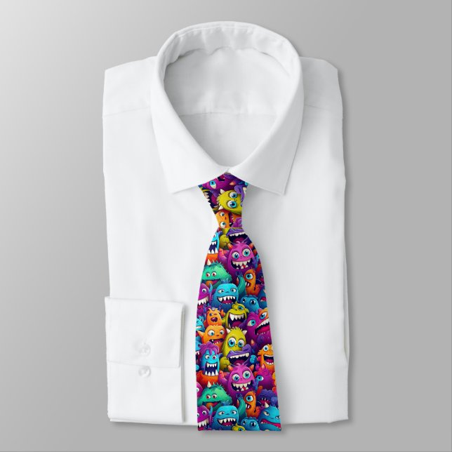 Tecknad Monsters Necktie Slips (Bunden)