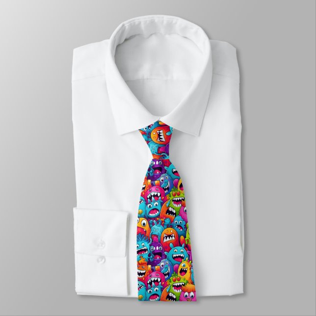 Tecknad Monsters Necktie Slips (Bunden)