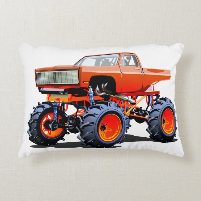 Tecknad monstertruck prydnadskudde (Framsidan)
