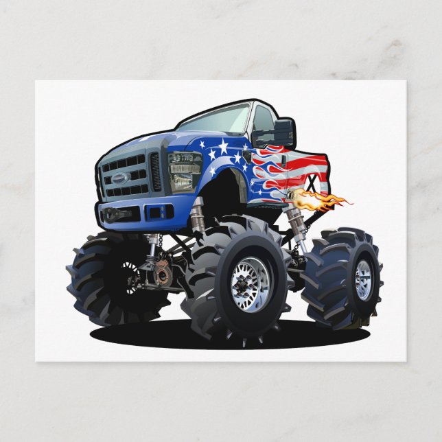 Tecknad monstertruck vykort (Framsida)