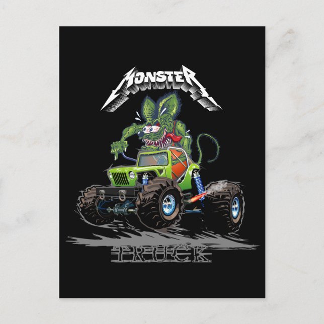 Tecknad monstertruck vykort (Framsida)