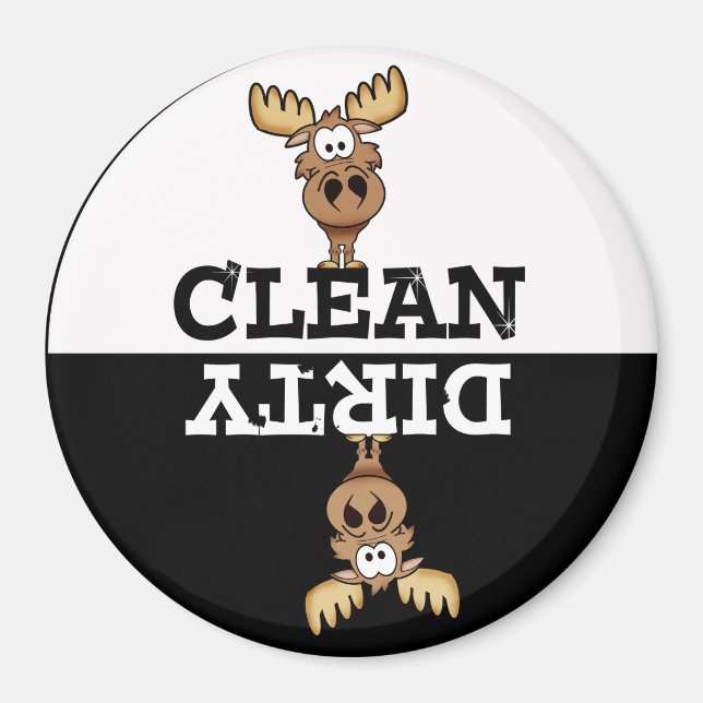 Tecknad Moose Dishwasher Magnet (Framsidan)