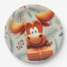Tecknad Moose med Gift på jul Mönster