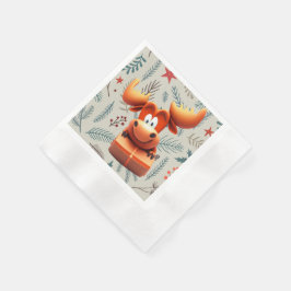 Tecknad Moose med Gift på jul Mönster Pappersservett