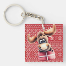 Tecknad Moose med julklapp