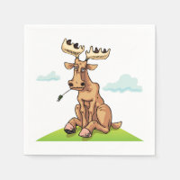 Tecknad Moose Papper Napkins