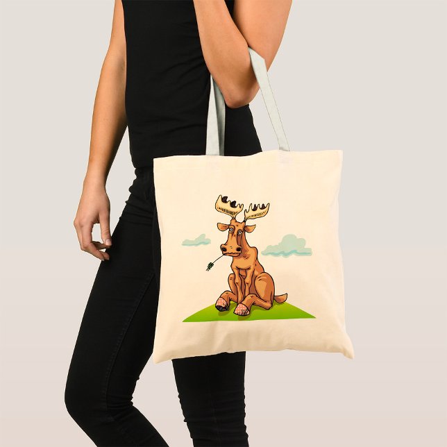 Tecknad Moose Tote Bag Tygkasse (Skapare uppladdad)