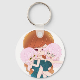 Tecknad Mor med hennes Twillingar nyckelkedja Nyckelring