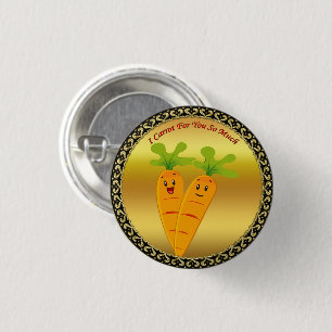 Tecknad morötter med stort öga och ett leende att  knapp