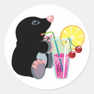 tecknad, mosaikcocktail runt klistermärke