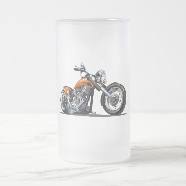 Tecknad motorcykel frostat ölglas (Center)