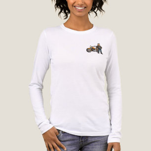 Tecknad motorcyklist med kraftfull motorcyklistkon t shirt