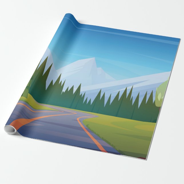 Tecknad Mountain Presentpapper (Utrullad)