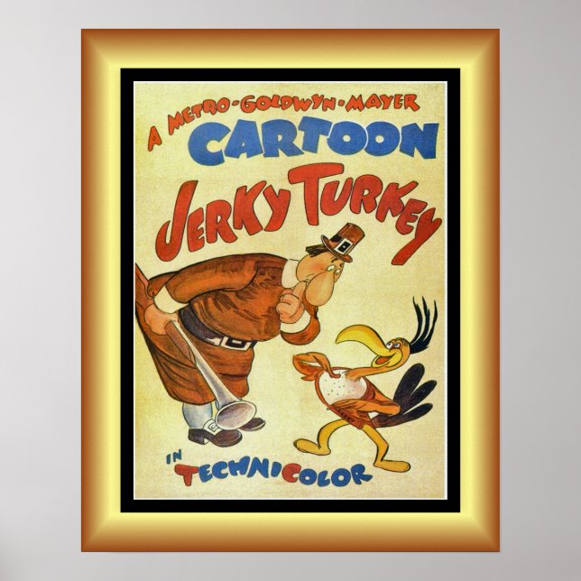 Tecknad Movie, Jerky Turkey, Guld & Black Back ~ Poster (Framsidan)