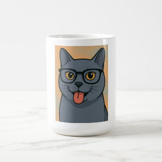 tecknad mugg, rysk blått, katt mugg
