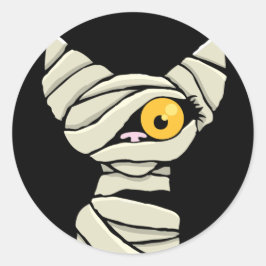 Tecknad Mummy Cat Halloween Novelty Runt Klistermärke