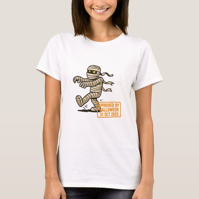 Tecknad Mummy - godkänd av Halloween T Shirt (Framsida)