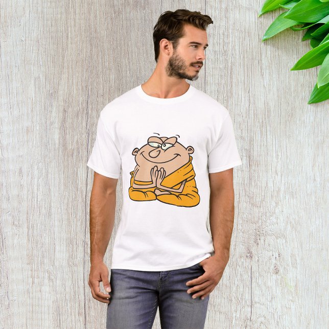 Tecknad Munk Meditating T Shirt (Skapare uppladdad)