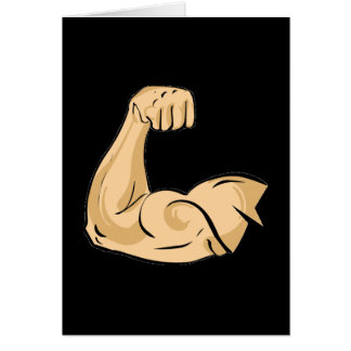 TECKNAD MUSCLES MAN strong arm biceps athletic pot Hälsningskort