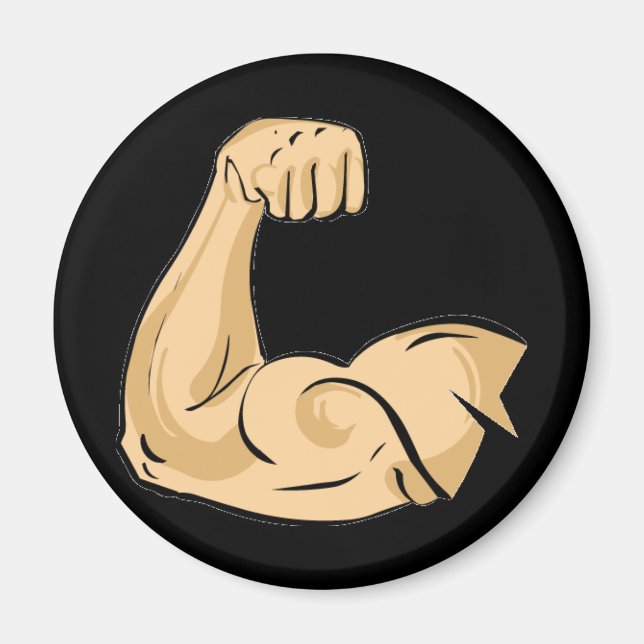 TECKNAD MUSCLES MAN strong arm biceps athletic pot Magnet (Framsidan)