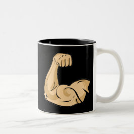 TECKNAD MUSCLES MAN strong arm biceps athletic pot Två-Tonad Mugg