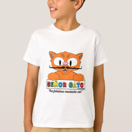 Tecknad Mustache Cat Cute Humous T Shirt