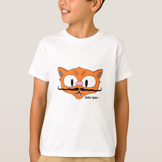 Tecknad Mustache Cat Señor Gato Child's T Shirt (Framsida)