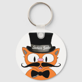 Tecknad Mustache Cat Senor Gato Keychain Nyckelring