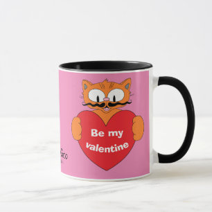 Tecknad Mustache Cat Senor Gato Valentines Mugg
