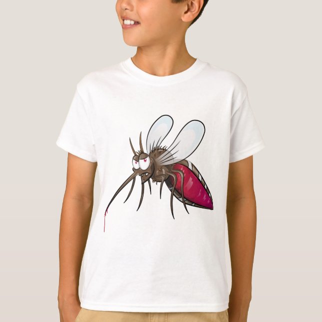 Tecknad mygga som dricker blod Roligt insekts T Shirt (Framsida)